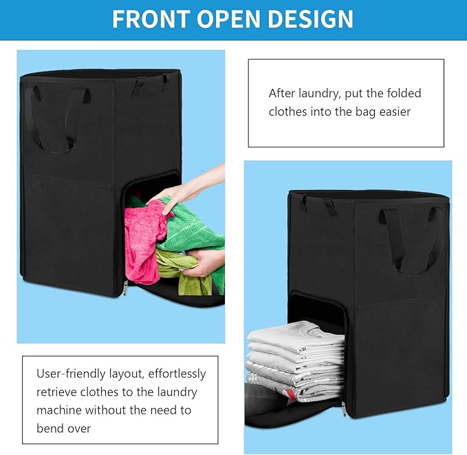 Laundry Backpack Bag, Bukere Extra Large 2 in 1 Laundry Hamper Basket for College Students Dorm Essentials, Adjustable Shoulder Straps, Freestanding Laundry Bag