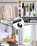 4 PACK Closet Rods for Hanging Clothes, 17 to 39 Inches Stepless Adjustable Metal Closet Rod, 1.3 Inches Heavy Duty Clothes Hanging Rod for Closet Wardrobes Laundry RV, Black