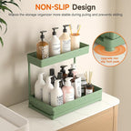 3 Pack Multi-Purpose Under Sink Organizers and Storage, 2026 L-Shaped Pull Out Cabinet Organizer for Bathroom & Kitchen, Under Cabinet Organizer with Hooks Hanging Cup (Green, 12.85 inch)