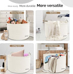 Extra Large Storage Laundry Basket 22" X 22"X 14" Cotton Rope Woven Basket for Blanket Basket with Handles for Living Room Toys Storage XXXL (Cream)