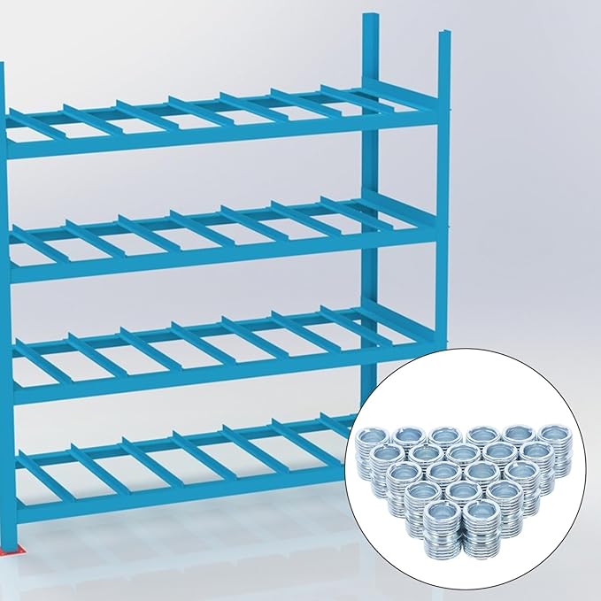 20pcs Wire Shelf Rack Connector Nuts 3/4 Inch Double-Head Threaded Rod Metal Connectors for Replacement Storage Shelf Accessories