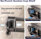 Concealed Suction Cup Shelf, No Drilling, Heavy Duty Wall-Mounted Organizer for Bathroom and Kitchen Storage(40cm)