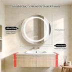 24inch Round Medicine Cabinet with Lights,Led Medicine Cabinet with Defogger,Illuminated Mirror Cabinet for Bathroom,Dimmable,Anti-Fog,3 Colors,Surface Mount Only,Black