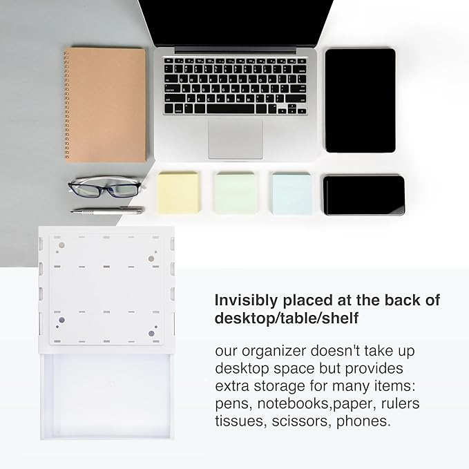 Under Desk Drawer - Large Under Table Hidden Drawer Desk Accessories & Workspace Organizers Desktop Storage Pencil Slide Out Organizer with Screw Adhesive Tape Shelf Tray at Office