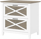 Bush Home Key West 2 Drawer Lateral File Cabinet in Pure White and Shiplap Gray, Document Storage for Home Office, Accent Chest with Drawers