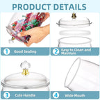 mwellewm 2Pcs 1 Gallon Candy Jars With Lids&Spoons Clear Plastic Cookie Container Large Airtight Apothecary Storage Organization Hard Snack Buffet Canister for Wedding Home Kitchen Bar Decoration