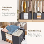 Lifewit 30 Pack 90L Clothes Storage Bins with Lids, Foldable Blanket Storage Bags with Zippers, Clear Window and Reinforced Handles, Closet and Organization for Clothing, Sweater, Comforter, Bedding