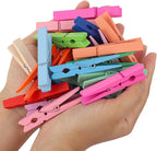 60Pcs Colored Clothes Pins Wooden, Colored Clothespins for Crafts 2.9 Inch, Clothing Pins for Hanging Classroom