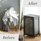 Laundry Hamper with Lid,Bamboo Large Waterproof Clothes Laundry Basket,Removable Washing Bags with Handles,clothes basket (Black)