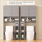 Shintenchi Over the Toilet Storage Cabinet, Bathroom Storage Cabient with Barn Doors, Bathroom Storage Shelf Organizer with Toilet Paper Holder, Adjustable Shelf and Anti-Tip Device, Gray