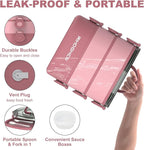 Lunch Box, Stackable 3 Layers Containers, Portable 94OZ Large Capacity Leakproof Bento Box with Spoon & Fork & Sauce Boxes, Microwave Safe Lunch Box for Kids and Adults