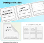 2 Pack Glass Laundry Detergent Dispenser with Stand, Laundry Soap & Fabric Softener Dispenser for Laundry Room Organization and Storage, 76oz Laundry Liquid Containers with Labels, Measuring Cups