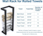 Towel Racks for Bathroom Rolled Towels,Small Vertical Towel Storage Rack for Bathroom,Premium Aluminum Matte Black Bath Towel Holder Wall Mounted,Easy to Install