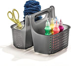 madesmart Large Portable Shower Caddy, Hold Soap, Shampoo, Hair Supplies and Beauty Products, Cleaning Supplies Organizer for Home, Dorm, Plastic Shower Tote, Soft Handle, Carbon
