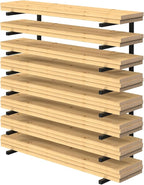 PINPON 4-Pack Heavy Duty Wall Mount Lumber Storage Rack, 4-Level Snap-Fit Wood Organizer with 16.8” Arms & 6.2” Shelf Spacing, 110 lbs Per Tier, for Garage & Workshop Indoor Outdoor Use, Black