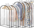 4 Pack Full Clear Garment Bags with Side Zipper, 40&60" Clothes Covers with 10" Gusset, Transparent Hanging Suit & Coat Covers for Closet Storage, Jackets, Dresses, Windbreakers