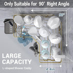 Corner Shower Caddy Organizer Shelf: 2Pack Adhesive Shower Rack, No Drilling Stainless Steel Shower Storage Shelves for Bathroom Kitchen (Gold)