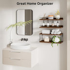 Floating Shelves for Wall, Floating Shelf for Bathroom Set of 3, Floating Shelf for Wall with Toilet Paper Holder for Bathroom, Bedroom, Living Room, Kitchen, Office (Brown)