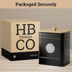 Cookie Jar with Airtight Lid - 1 Gallon - 6"D x 8"H Black Iron Cookie Tin with Bamboo Lid - Large Cookie Jars with Lids Airtight - Farmhouse Cookie Jars for Kitchen Counter Decorative - Cookies Jar