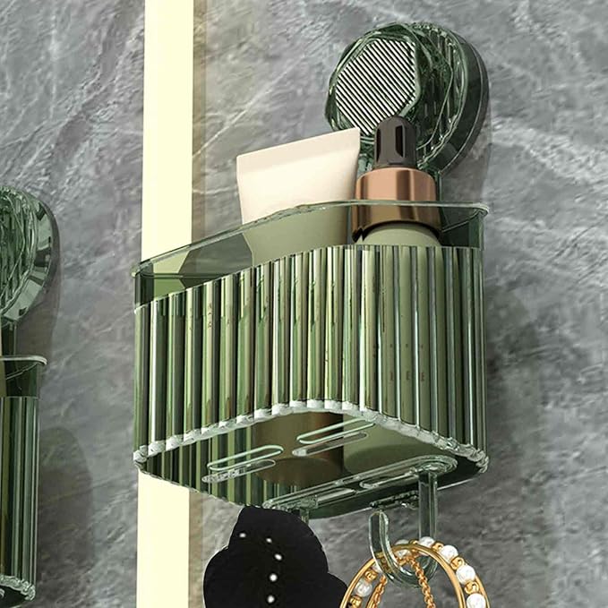Powerful Suction Cup Bathroom Shelf Wall Mounted Rack Storage Basket Convenient Makeup Tool Stand