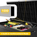 280 Gallon Deck Box Outdoor, Waterproof Outdoor Storage Boxes with Lids, Outside Resin Lockable Storage Box for Patio Cushions, Garden Tools(Black)