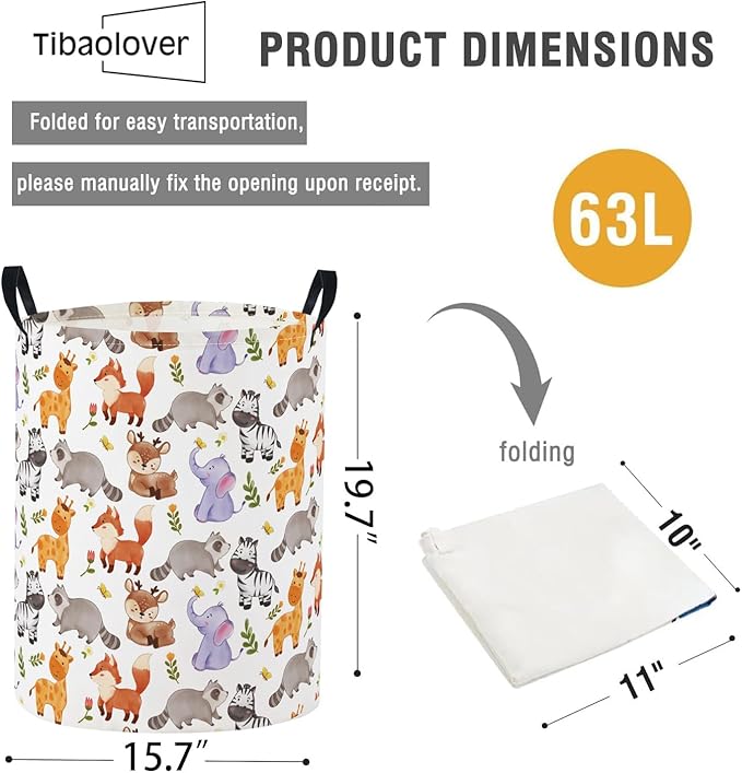 Baby Laundry Basket Baby Nursery Hamper Kids Laundry Basket Toy Storage Bin for Boys Room Decor Gift Baskets for Bedroom Bathroom(Animal)