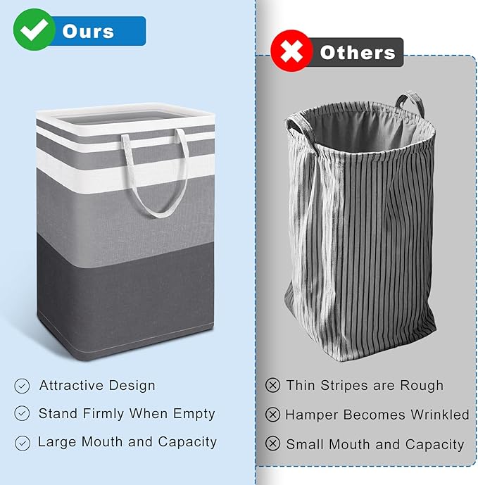 2-Pack Large Laundry Basket, Waterproof, Laundry Hamper,Collapsible Tall Clothes Hamper with Extended Handles for Clothes Toys in the Dorm and Family,NO have Wire frame（75L）