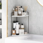 Bathroom Counter Organizer,Countertop Organizer,Vanity Organizers,Bathroom Storage,Bathroom Sink Caddy,Counter Shelf,Corner Counter,Corner Shelves(Black-White Marble)