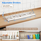 2 Pack Pots and Pans Organizer Under Cabinet, 22" Expandable Food Storage Container Lid Organizers with 9 Adjustable Dividers Pot and Pan Lid Holders Rack Inside Cabinet/Countertop(White)