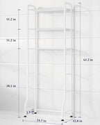 Kitsure Over Toilet Storage Rack - Metal Over Toilet Bathroom Organizer Shelf, Over the Toilet Storage Cabinet with Paper Holder and Hooks, Bathroom Cabinet for Laundry, White, 3 Tiers (63.2" H)