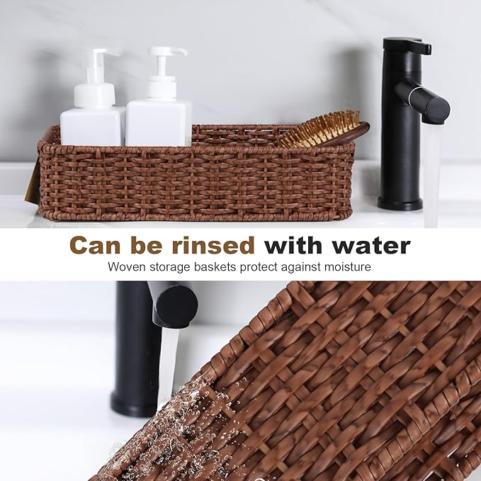 Toilet Tank Basket, Wicker Basket for Toilet Paper Storage,Small Baskets for Countertop,Shelves,Living Room,Bedroom,Both Organizer&Decor