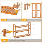 Wood Bathroom Shelf, 3-Tier Adjustable Shoes Rack&Plants Rack, Wall-Mounted or Stand for Living Room (Honey Oak)