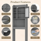 ZENY Over The Toilet Storage Cabinet, Bathroom Organizer with Adjustable Shelf and Double Doors, Freestanding Bathroom Space Saver Toilet Rack (Gray)
