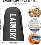 Laundry Bag, Travel Laundry Bag Machine Washable Dirty Clothes Organizer, Large Enough to Hold 4 Loads of Laundry, Easy Fit a Laundry Hamper or Basket (Gray, 24" x 36")