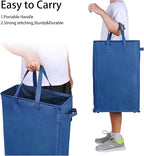 Odonata Slim Laundry Hamper Handles Collapsible Laundry Basket Thin Dirty Clothes Basket Narrow Laundry Bag Foldable Dirty Hamper 45L (Navy blue)
