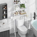 Kitsure Over The Toilet Storage Rack - Freestanding Over The Toilet Storage Cabinet with Paper Holder & Hooks, Bathroom Organizers and Storage, White, 3 Tiers (61" H)