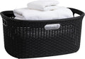 Mind Reader 40L Laundry Basket, Clothes Hamper, Premium Wicker Design, Plastic, Black