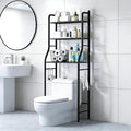 3 Tier Bathroom Over Toilet Organizer Rack, Over The Toilet Storage Rack, Space Saver Wrought Iron Bathroom Shelves, Freestanding Bathrooms Shelves for Restroom Laundry Balcony, Black
