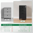 3 Drawer Slim File Cabinet, Mobile Filing Cabinet with Lock,Black Rolling Narrow File Cabinets with Casters, Under Desk Office Cabinets for Home Office,Fit A4/Letter/Legal(Unassembled)