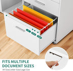 YITAHOME File Cabinet with Charging Station, Mobile Lateral Filing Cabinet with Lock for Home Office, Printer Stand with Open Storage Shelf, Fits A4, Letter, Legal Size Files, Office Furniture, White