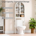 Over The Toilet Storage Cabinet, 23.7”W Modern Storage Cabinet Over Toilet with Acrylic Doors, Arched Freestanding Over Toilet Rack with Adjustable Shelf for Bathroom, White