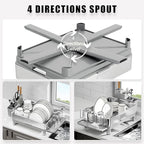 Ewaiira Dish Drying Rack, 304 Stainless Steel Dish Racks for Kitchen Counter, Dish Drainers with Automatic Drainage, Utensil Holder & Cups Holder, Space Saving Kitchen Organizer, Gray