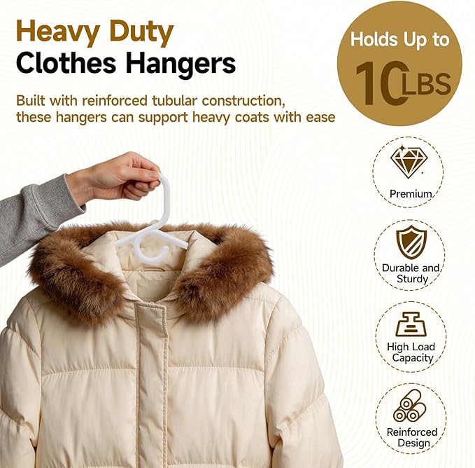 White Plastic Hangers 30 Pack, Heavy Duty Clothes Hangers for Standard Size Hangers with Center Hook & Non-Slip Pants Bar for Shirts, Pants, Coat, Dresses, Jackets, Scarves and Belts