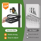 HAMITOR Shower Caddy Tension Pole: Rustproof Bathroom Corner Shelf for Renters, 47-121inches Adjustable Organizer with Soap Holder-Large Capacity Rack for Shampoo Storage Home Accessory - Black