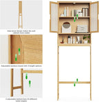 BAMBANG Over The Toilet Storage Cabinet, Bamboo Bathroom Over Toilet Storage Organizer with Adjustable Shelves and Double Doors, Above Toilet Storage Cabinet, Natural