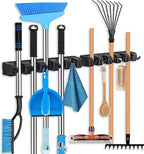 Broom Hanger Wall Mount Broom and Mop Organizer Wall Hanging Garden Tool Organizers Rack Garage Laundry Room Organizations and Storage with Hooks Heavy Duty