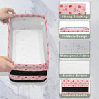 Pink Small Bathroom Baskets for Toilet,Strawberry Foldable Toilet Paper Tank Basket Organizer for Towels Storage Bow Decorative Open Storage Bins for Home,Closet,Containers,Cabinet