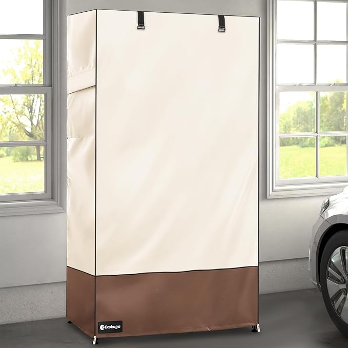 Wire Shelf Cover,600D Heavy Duty 100% Waterproof Shelf Covers for Wire Shelving,Outdoor Storage Shelves Cover for Metal Rack,48" W x 18" D x 82" H,Beige & Brown