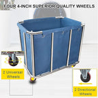 Laundry Cart Commercial,11.35 Bushel (400L) Large Industrial Rolling Laundry Hamper with 4 Inch Wheels,Home Heavy Duty Laundry Baskets with Stainless Steel Frame, 286 LBS Load，10 Support Tubes
