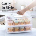 Plastic Cupcake Carrier 24 Count, 2-Layer Cupcake Holder Carries with Lid & Handles, Cookie, Cake, Cupcake and Brownie Storage Carrier, Reusable Cupcake Box